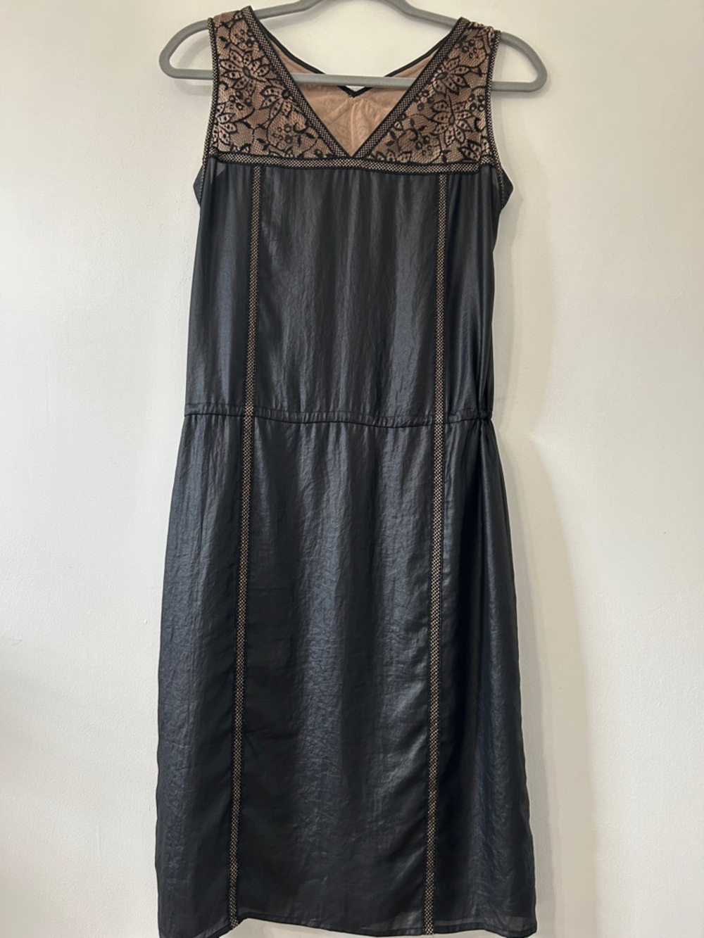 BCBGMaxAzria Greta Dress XXS Black Lace Low Waist Flapper Sleeveless Midi - Picture 8 of 16